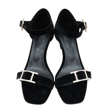 Hermes Black Velvet Judy 70 Sandal 37