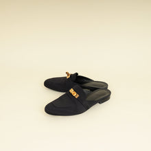 Hermes Black Satin Oz Mules 37