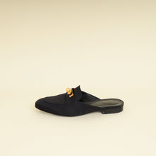Hermes Black Satin Oz Mules 37