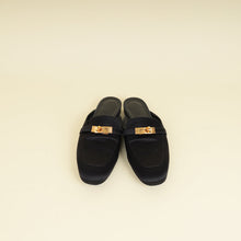 Hermes Black Satin Oz Mules 37