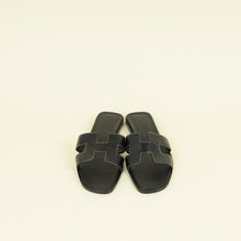 Hermes Noir Oran Sandals 38.5