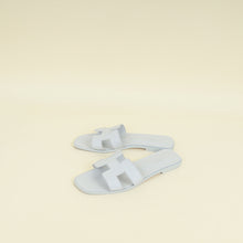 Hermes Bleu Glacier Oran Sandals 38.5