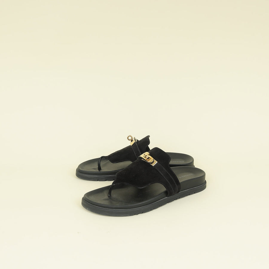 Hermes Noir Empire Sandal 38