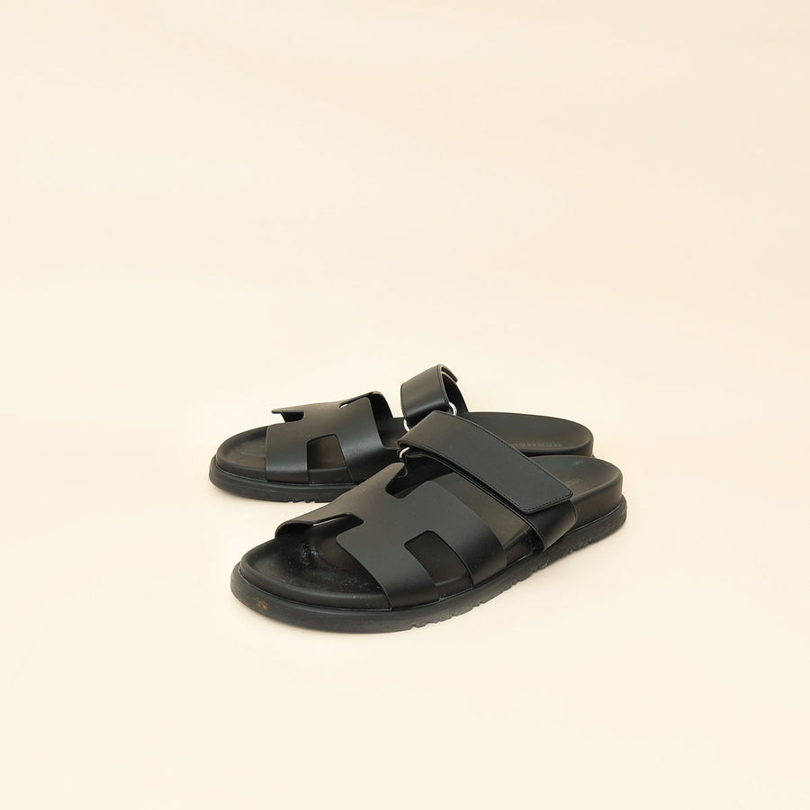Hermes Noir Chypre Sandal 39