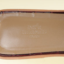 Hermes Bordeaux Shiny Alligator Oran Sandals 39