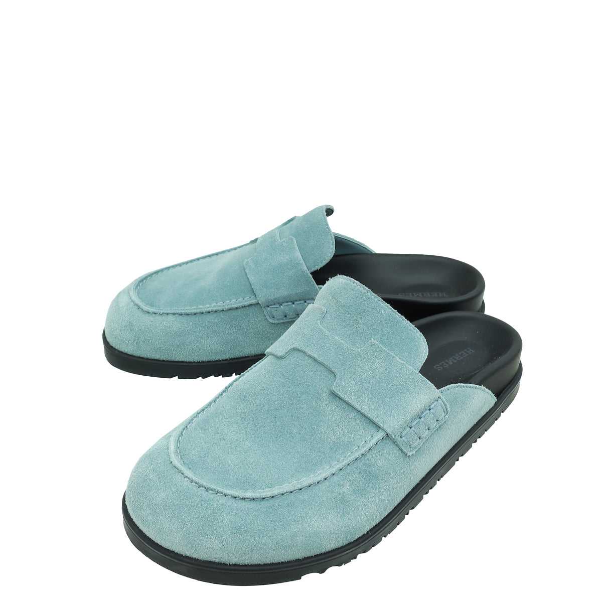 Hermes Vert Deau Go Suede Calfskin Mule 39
