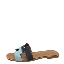 Hermes Bicolor Denim Oran Sandal 39