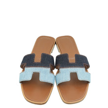 Hermes Bicolor Denim Oran Sandal 39