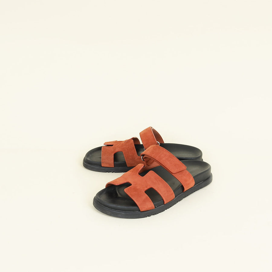 Hermes Orange Canyon Chypre Suede Goatskin Sandal 39