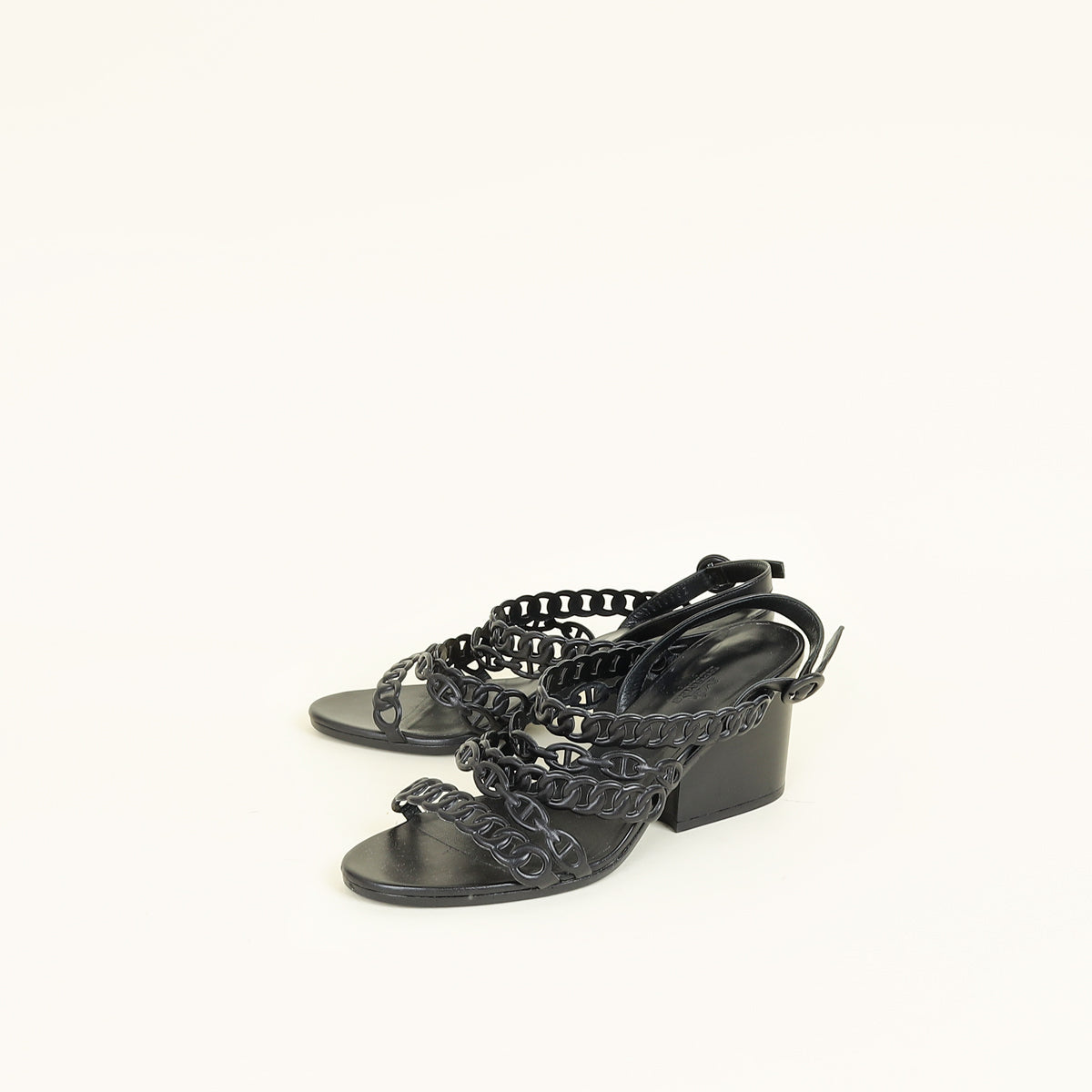 Hermes Black Romanza Sandals 39