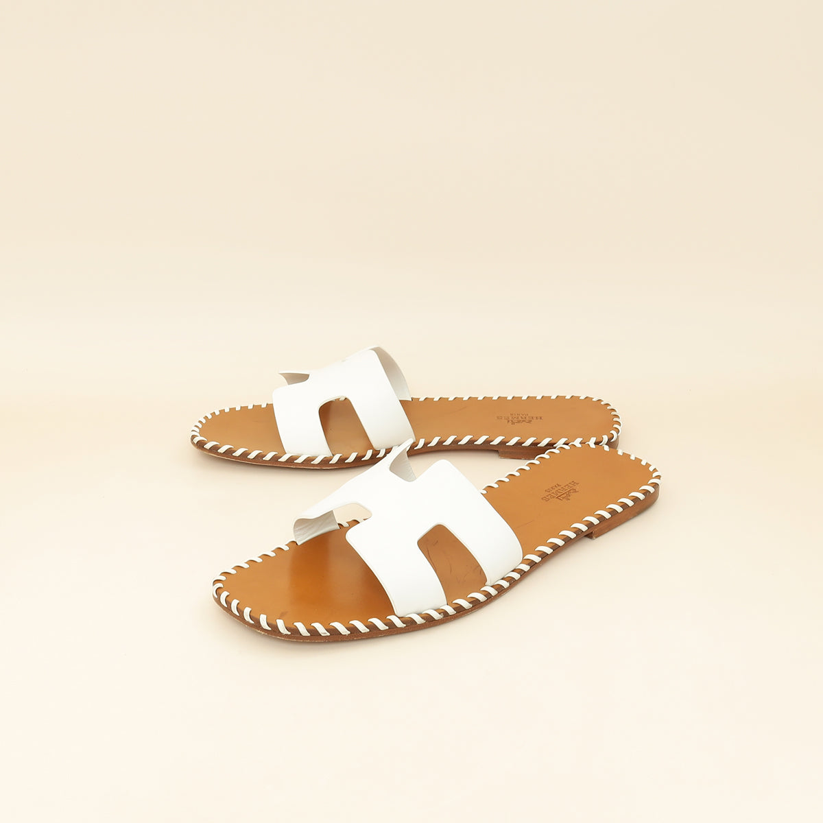 Hermes Blanc Oran Braided Sole Edge Sandal 40