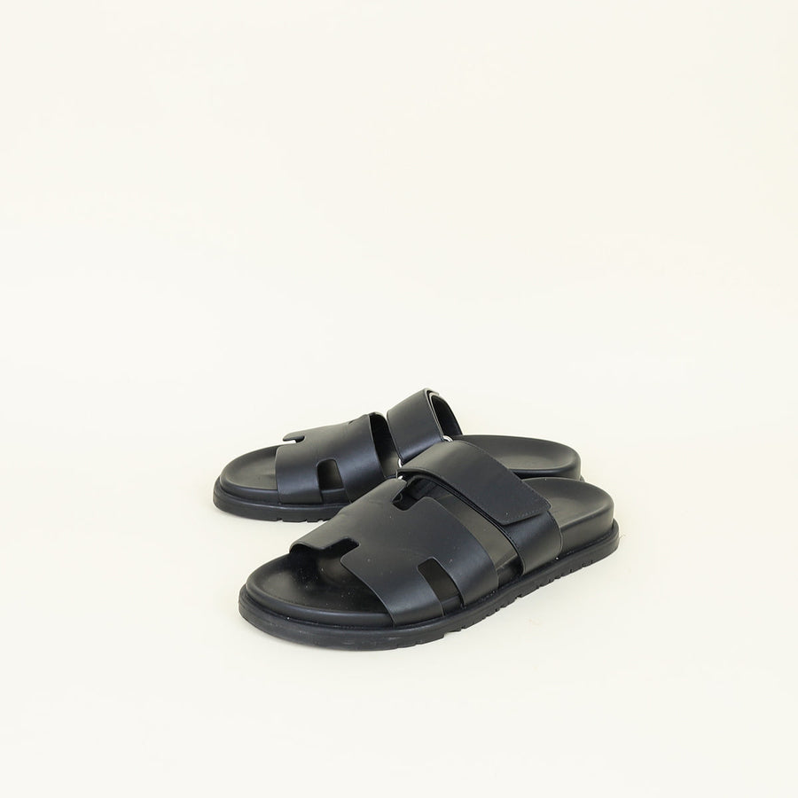 Hermes Black Chypre Sandals 40