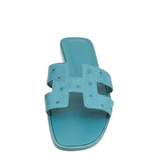 Hermes Bleu Vif Oran Ostrich Sandal 41