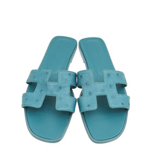 Hermes Bleu Vif Oran Ostrich Sandal 41