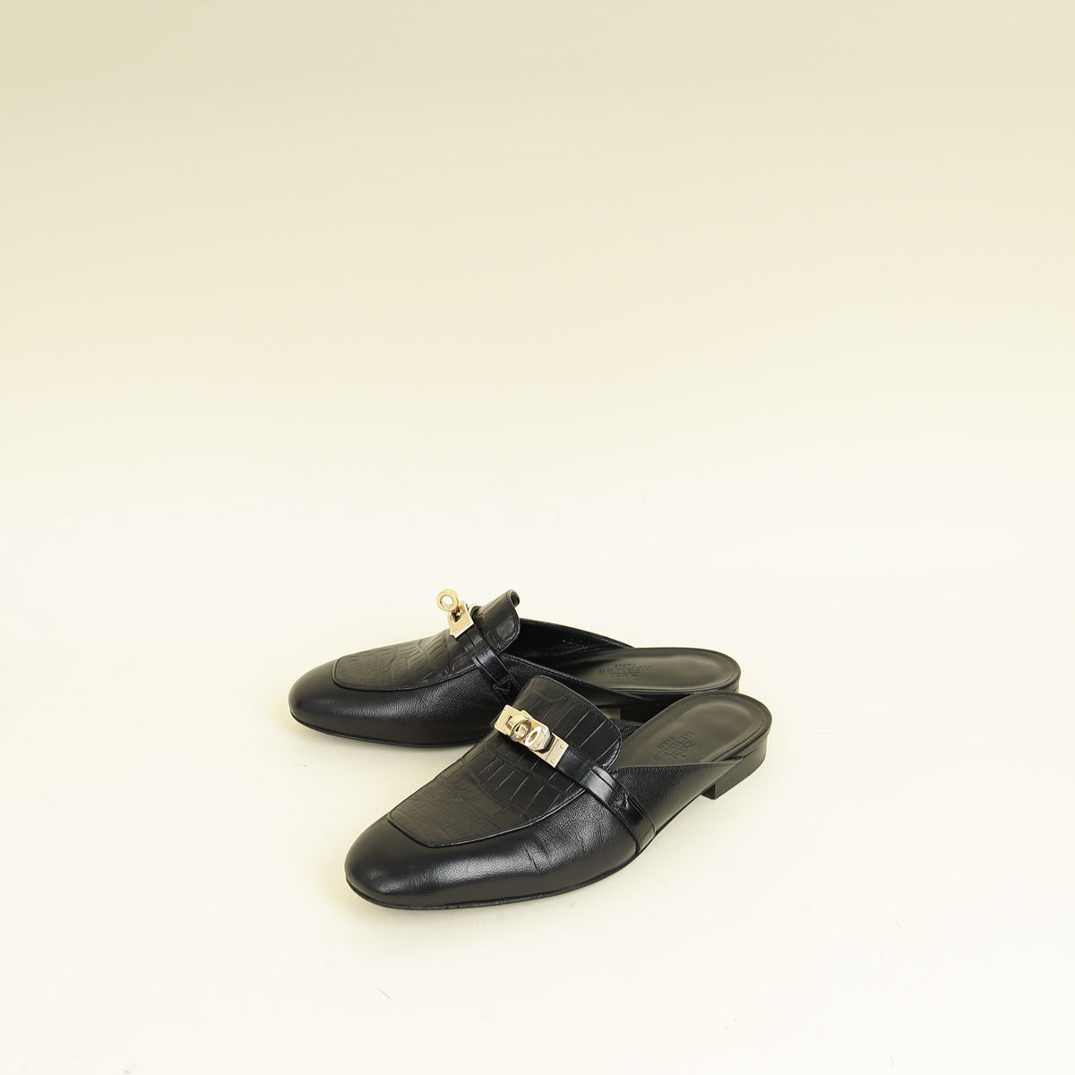 Hermes Noir Oz Mules 36