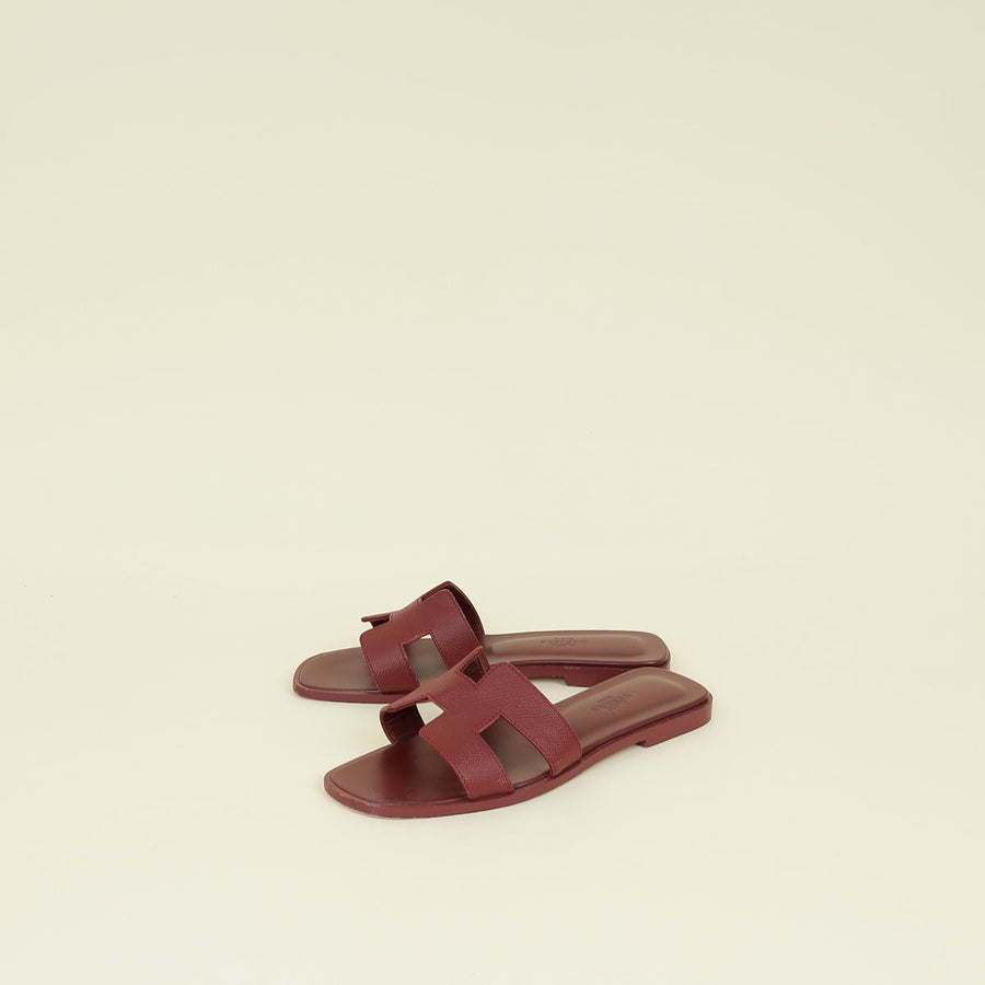 Hermes Rouge H Oran Sandal 36