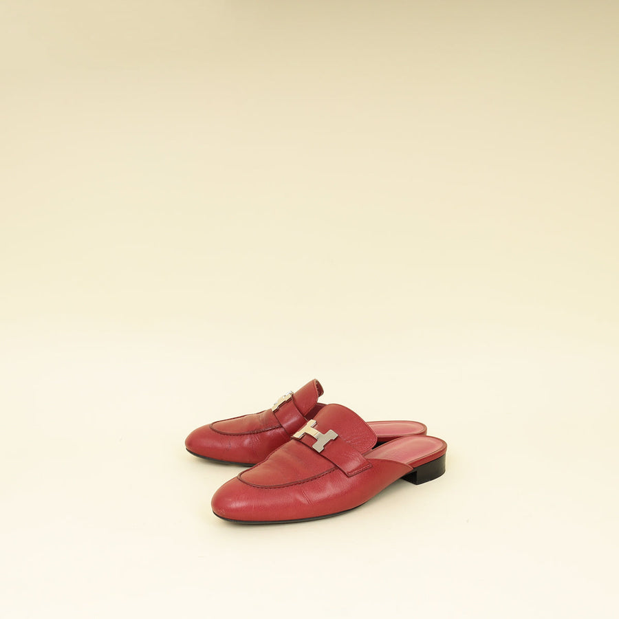 Hermes Rose De Venise Trocadero Mules 37.5