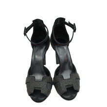 Hermes Noir Initiale Ankle Strap Heels 37.5