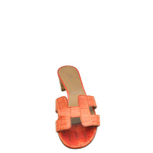 Hermes Orange Corail Matte Alligator Oasis Sandal 37.5