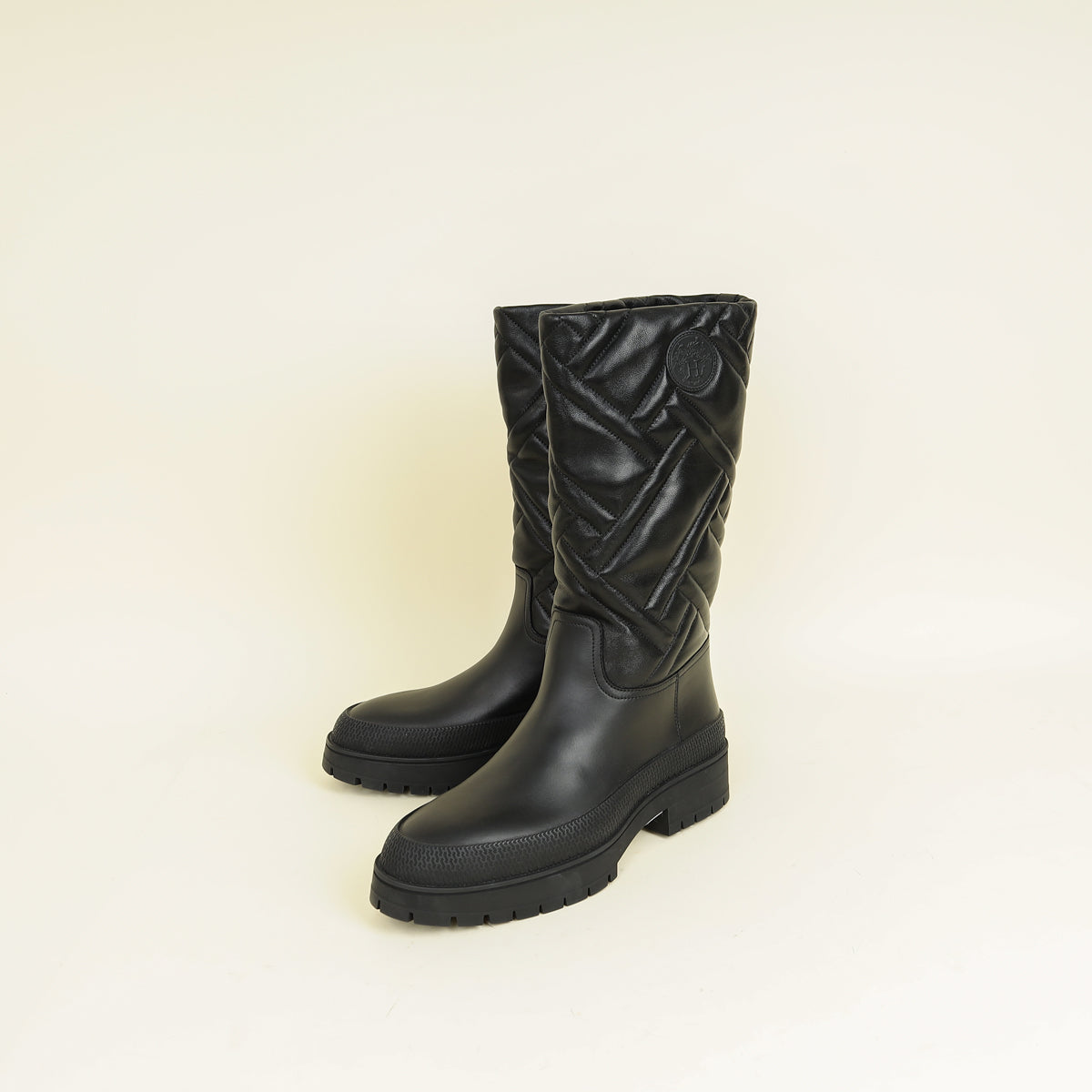 Hermes Noir Fuji Quilted Boot 37