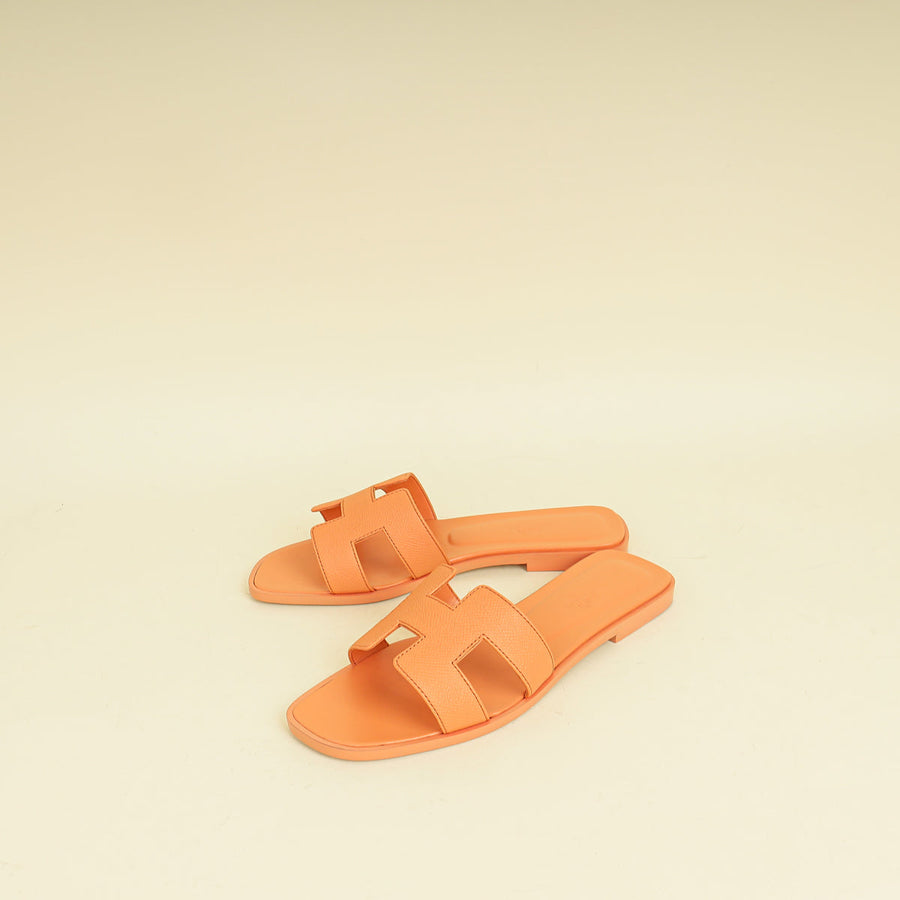 Hermes Granit Rose Oran Sandal 37