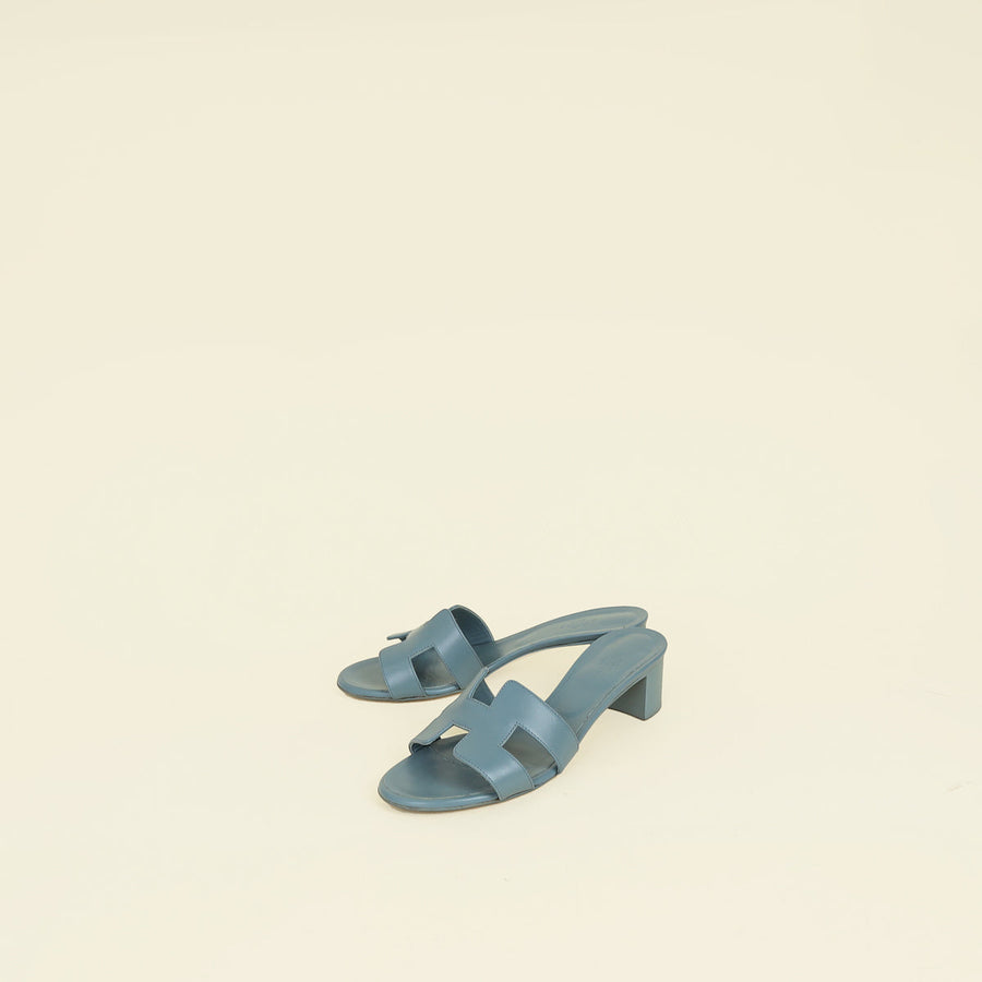Hermes Gris Antarctique Oasis Sandal 38.5