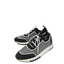 Hermes Bicolor Goatskin Suede Knit Addict Sneakers 38.5