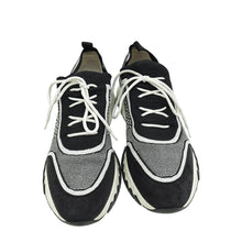 Hermes Bicolor Goatskin Suede Knit Addict Sneakers 38.5