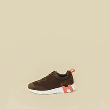 Hermes Dark Brown Suede Mesh Bouncing Sneaker 38.5