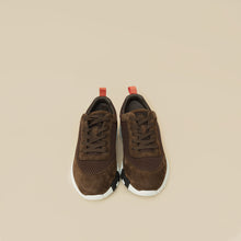 Hermes Dark Brown Suede Mesh Bouncing Sneaker 38.5
