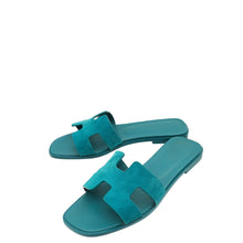 Hermes Vert Oxford Suede Oran Sandal 38