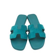 Hermes Vert Oxford Suede Oran Sandal 38