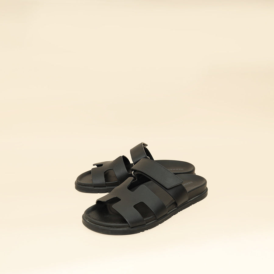 Hermes Noir Chypre Sandal 38