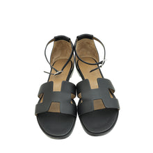 Hermes Noir Santorini Sandals 38