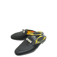 Hermes Noir Oz Mules w/Printed Cotton Insole 38