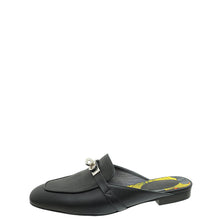 Hermes Noir Oz Mules w/Printed Cotton Insole 38