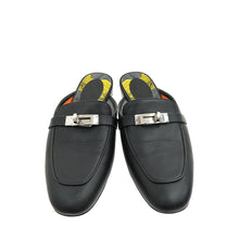 Hermes Noir Oz Mules w/Printed Cotton Insole 38