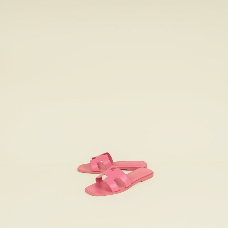 Hermes Rose Bonbon Oran Sandal 38