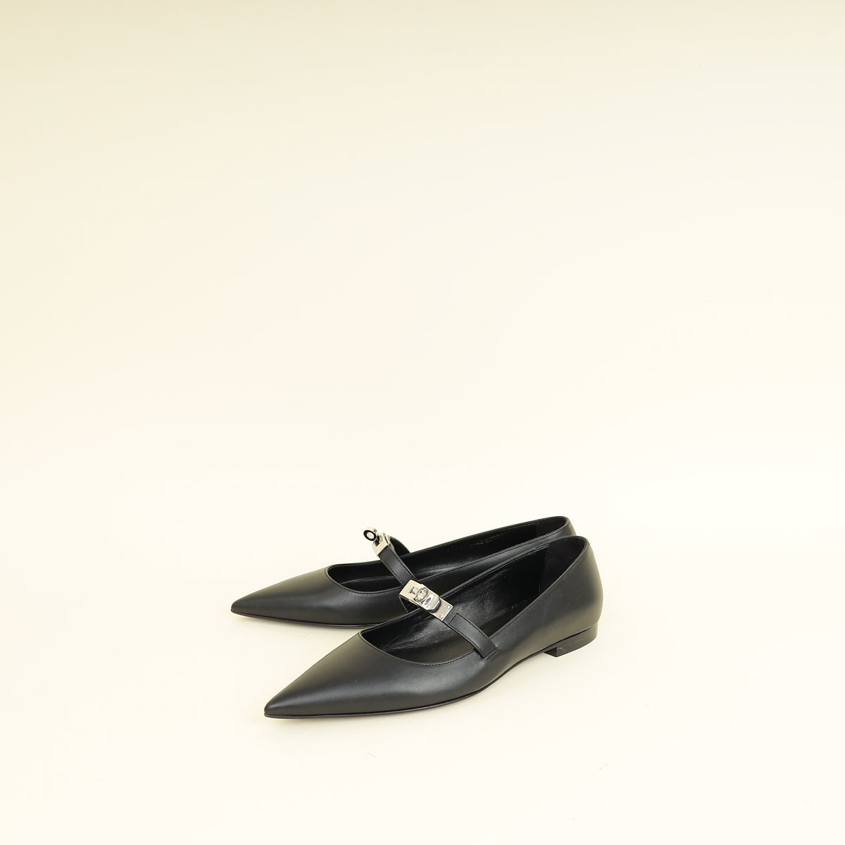 Hermes Noir Kelly Ballet Flat 38