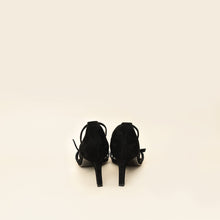 Hermes Noir Premiere 70 Crystal Details Suede Goatskin Sandal 39.5