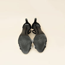 Hermes Noir Premiere 70 Crystal Details Suede Goatskin Sandal 39.5