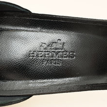 Hermes Noir Premiere 70 Crystal Details Suede Goatskin Sandal 39.5