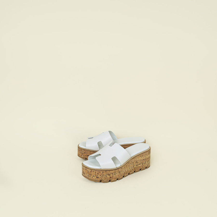 Hermes White Eze 30 Sandal 39