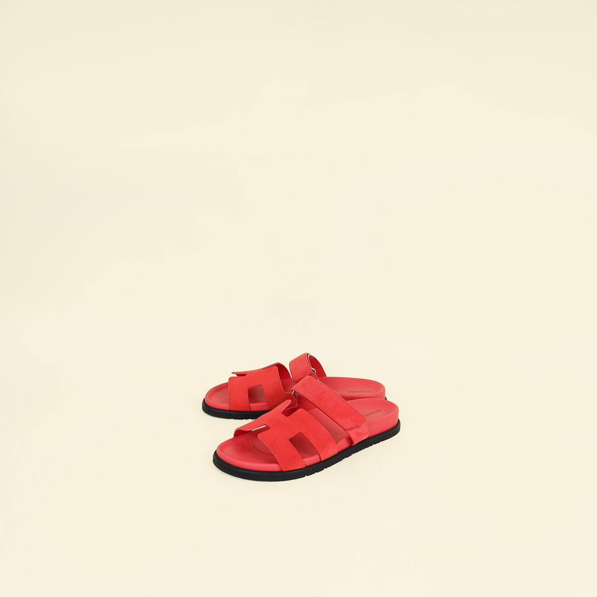 Hermes Rose Vermillone Chypre Suede Goatskin Sandal 40.5