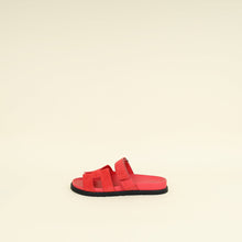 Hermes Rose Vermillone Chypre Suede Goatskin Sandal 40.5