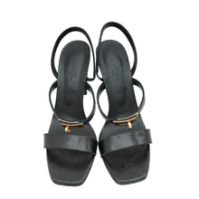 Hermes Noir Lizard Glamour 75 Sandal 40