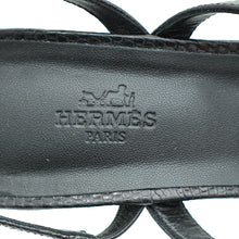 Hermes Noir Lizard Glamour 75 Sandal 40