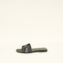 Hermes Noir Oran Stitched Detail Sandal 40