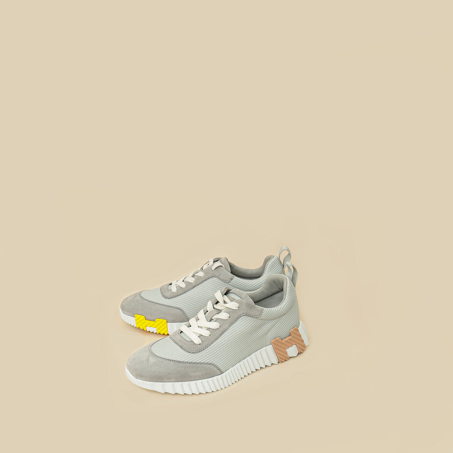 Hermes Gris Suede Mesh Bouncing Sneaker 40