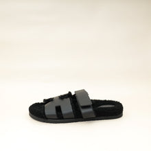 Hermes Noir Chypre With Shearling Sandal 44